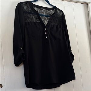 Express Women's Black Lace Accent Blouse